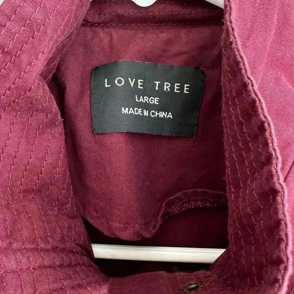 Love Tree Anorak Jacket, Berry Colored Utility Jacket, Size Large - Picture 10 of 16